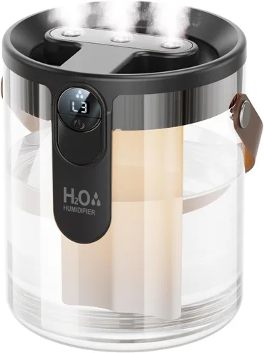 KIMMOO Humidificador portátil recargable de llenado superior, humidificadores inteligentes para dormitorio, luz nocturna, humidificador de niebla