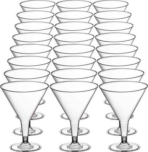 Miniatura 5 de DecorRack 24 vasos de Martini, 7 onzas, sin BPA, vaso de plástico en forma de V, perfecto para fiestas al aire libre, bodas, anfitriones, apilables