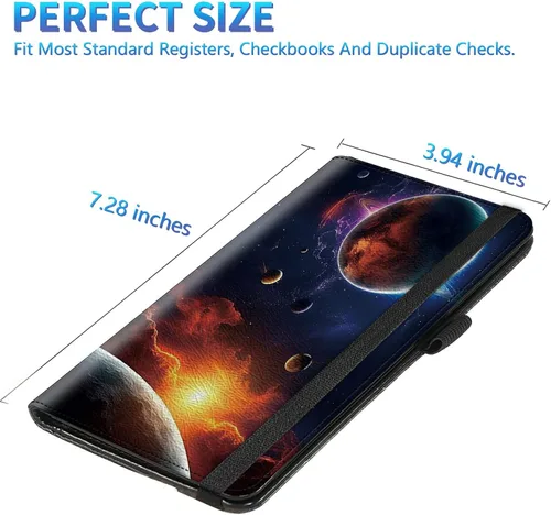 Miniatura 57 de Funda para chequera para hombres y mujeres, cartera de cuero RFID con ranuras para tarjetas de crédito, soporte de cheques duplicados personales