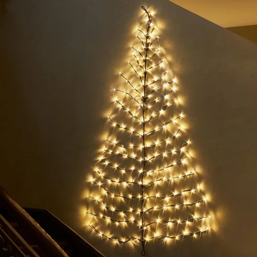 Miniatura 9 de Fudios Árbol de Navidad de pared de olivo con luces, 140 LED, 3.5 pies, guirnalda de ramas verdes preiluminadas con temporizador para ventana