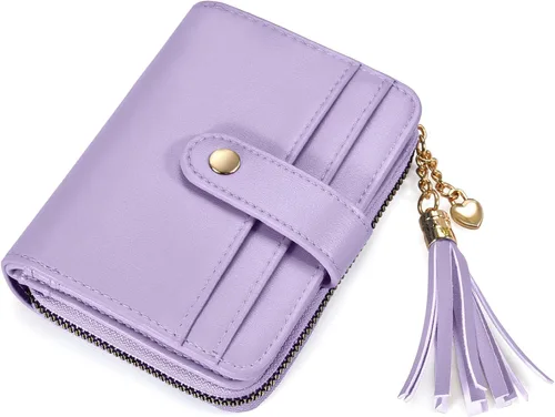 Miniatura 9 de oscaurt Cartera para mujer pequeña con bloqueo RFID, cartera de dos pliegues con tarjetero para tarjetas de crédito, ventana para identificación