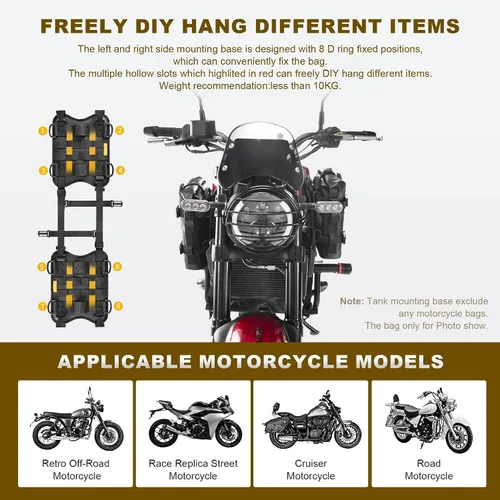 Miniatura 4 de Colgante de montaje auxiliar izquierdo y derecho para tanque de motocicleta, accesorios de motocicleta aumentan el espacio de almacenamiento