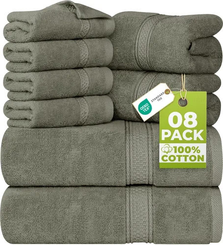 Miniatura 44 de Utopia Towels - Juego de toallas de 8 piezas, 2 toallas de baño, 2 toallas de mano y 4 para la cara, 100% algodón hilado en anillo, 600 GSM, Beige