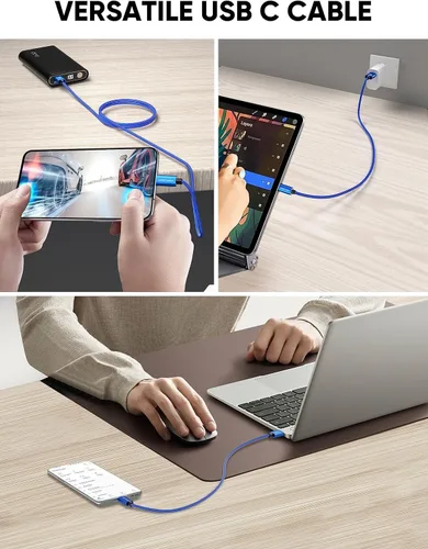 Miniatura 6 de CableCreation Cable USB de 15 cm Corto de USB a USB C, Cable USB A a USB C de Carga Rápida, USB C Macho a USB Macho para Banco de Energía, Galaxy
