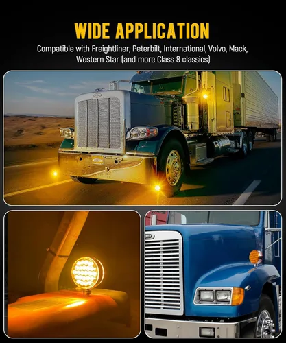 Miniatura 7 de Partsam 2 luces redondas de doble cara ámbar de 48 LED para guardabarros de pedestal trasero, luces de estacionamiento para montaje en poste, luces