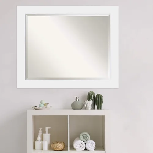 Miniatura 5 de Amanti Art Espejo de baño de madera, espejo de pared blanco Corvino para usar como espejo de tocador de baño sobre el fregadero (27 x 33 pulgadas)