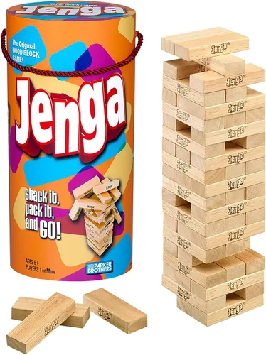 Hasbro Gaming Jenga - Juego de torre tambaleante de bloques de madera apilables | Juegos de fiesta para niños y familias | Regalitos | Edades 6+