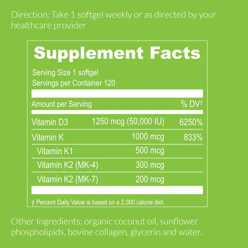 Miniatura 4 de UpNourish Vitamina liposomal D3 50000 UI (Vitamina D3 de 50000) con 1000 mcg de vitamina K, alta dosis de vitamina D3 K2, vitamina D 50000 UI
