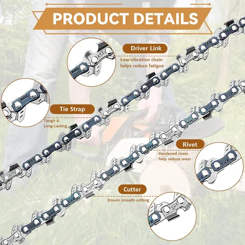 Miniatura 4 de 12 cadenas de repuesto para motosierra eléctrica portátil inalámbrica, de 6 pulgadas, cadena de sierra guía para mini motosierras para cortar ramas