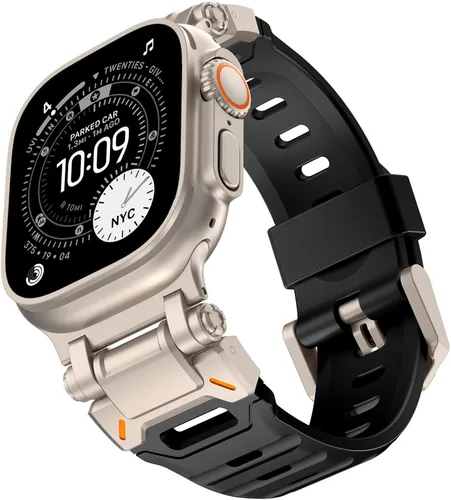 Miniatura 11 de KADES Correa deportiva resistente de TPU para Apple Watch Ultra 3/2/1 de 1.929 in, conectores metálicos para Apple Watch Series 11/10/SE3 de 1.81