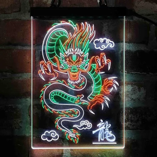 Miniatura 9 de ADVPRO Dragón chino en la nube palabra tricolor LED neón signo verde y rojo y amarillo 7.9 x 12.6 pulgadas st9s23-i3225-gry