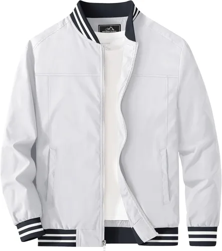Miniatura 20 de MAGCOMSEN Chaqueta bomber para hombre, ligera, cortavientos, con cremallera, resistente al viento, casual, primavera, otoño, abrigo para golf