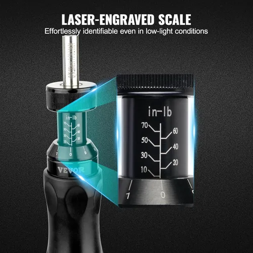 Miniatura 6 de VEVOR Destornillador dinamométrico, destornillador de 1/4 de pulgada, destornillador dinamométrico para electricista con escala, rango de par
