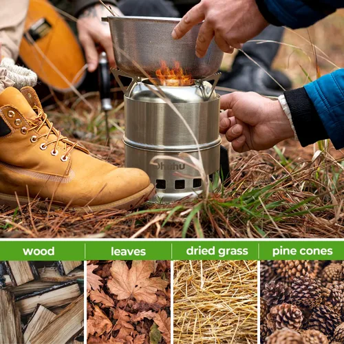 Miniatura 4 de Estufa de leña portátil de acero inoxidable ideal para campamentos Ohuhu