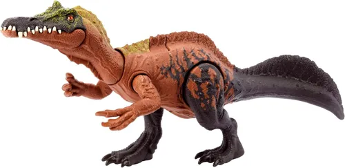 Mattel Jurassic World Wild Roar - Figura de acción con sonido y movimiento de ataque, incluye juego digital, 11 pulgadas de largo