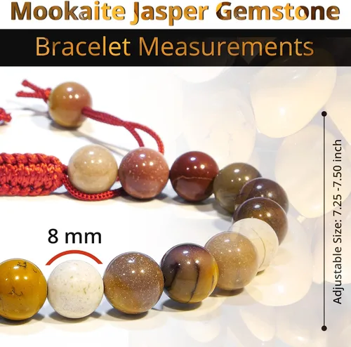 Miniatura 107 de Adjustable Crystal Bracelet – Gemstone Bead Bracelet with Adjustable Macrame String – Chic Gemstone Bracelet for Men and Women – 8mm Round Healing