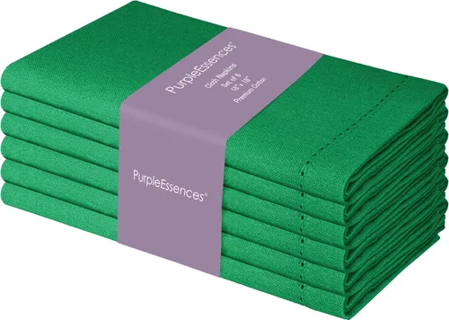 Miniatura 31 de PurpleEssences Juego de 6 servilletas de tela de vainica, 100% algodón, suaves, duraderas, lavables, ideales para bodas, Navidad, vacaciones