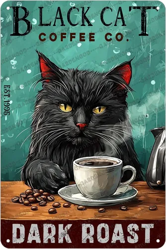 Miniatura 16 de Cartel de café con texto en inglés «Because Murder Is Wrong», póster metálico de 16 x 12 pulgadas CAFÉ CAT 3