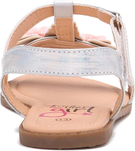 Miniatura 5 de Olivia Miller Zapatos para niños, Majestic Strappy brillante plata niñas sandalias de diapositivas planas