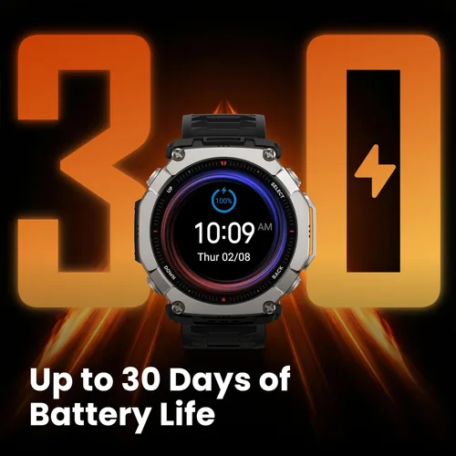 Miniatura 5 de Amazfit T-Rex Ultra 2 GPS de doble banda para exteriores, cuerpo de titanio de 51 mm, pantalla AMOLED de zafiro de 1.5", linterna, 30 días