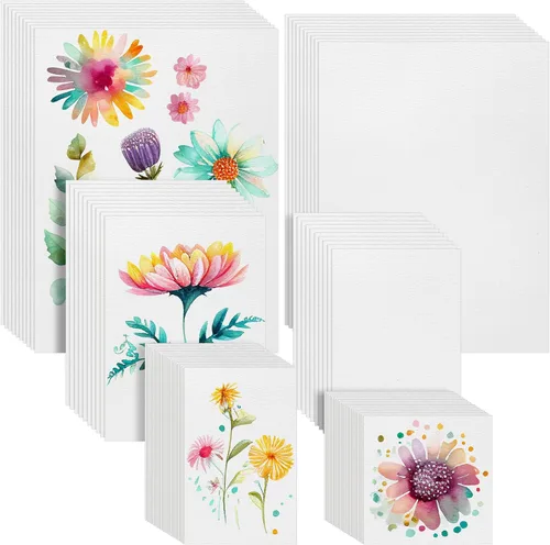Dunzoom 100 hojas de papel de acuarela a granel de 9 x 12 pulgadas, 8.5 x 11.5 pulgadas, 4 x 4 pulgadas, 3.5 x 5.5 pulgadas, 5 x 7 pulgadas, 4 x 6