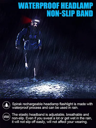 Miniatura 6 de Linterna Frontal LED 4 Unidades, 1000 Lúmenes 230° Haz Ancho, Lámpara de Cabeza Recargable USB con Luz Trasera Roja, Linternas Frontales Ligeras e