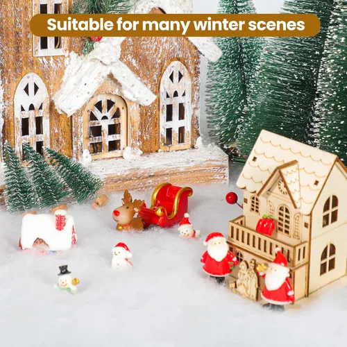 Miniatura 3 de Vodiye Cautivadora manta de nieve esponjosa, nieve artificial realista, embellece tu repisa, pueblo de Navidad y otras decoraciones de nieve. La