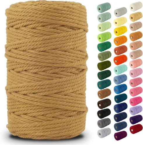 Miniatura 26 de Nook Theory - Cuerda de macramé de 3 mm, 220 yardas de cuerda de algodón, hilo de 4 mm y 5 mm, cuerda para manualidades, perfecta para colgantes