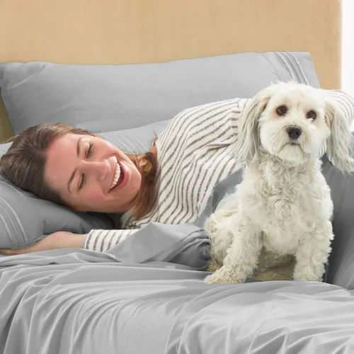 Miniatura 6 de Crescent Bedding - Juego de sábanas extralargas de satén de 200 hilos, 100 % algodón, suave y cómodo, tamaño individual (gris, tamaño individual XL)