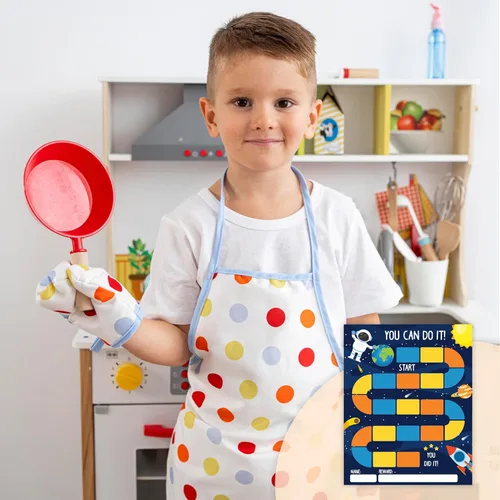 Miniatura 5 de Tabla de recompensas temáticas de astronautas del espacio exterior, 20 tablas de comportamiento para niños con 432 calcomanías redondas, tabla