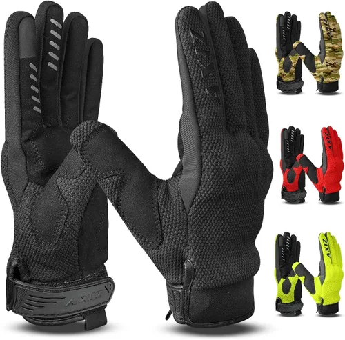 AXIZ Guantes de motocicleta para hombres y mujeres, guantes de ciclismo protegidos para pantalla táctil para MTB BMX, motocross, carreras,