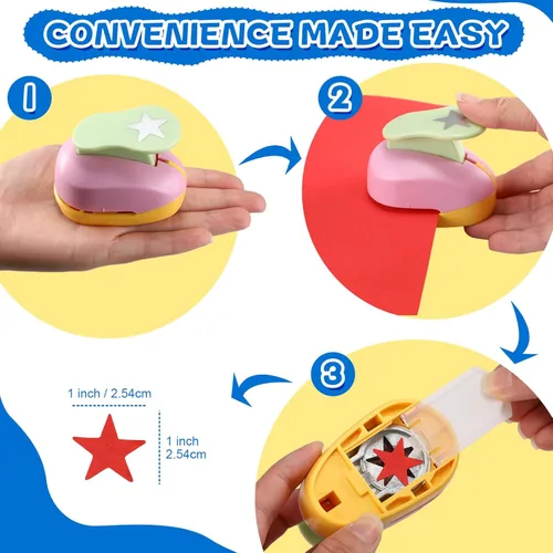 Miniatura 3 de Harloon - 10 piezas de perforadoras para manualidades de papel de 1 pulgada para manualidades, álbumes de recortes, suministros de oficina (clásico)