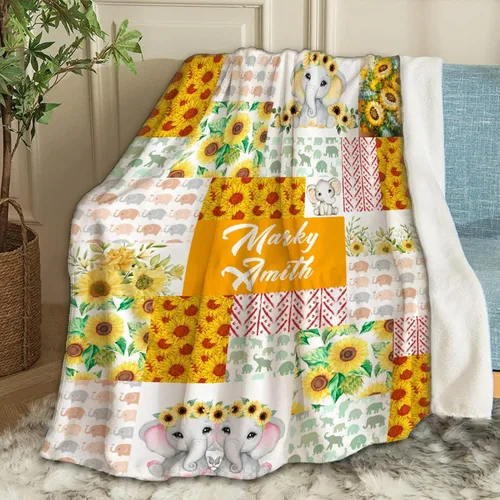 Miniatura 46 de Manta de bebé personalizada con nombre, manta personalizada con nombre de elefante, regalos para recién nacidos, mantas súper suaves para cama