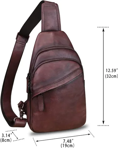 Miniatura 4 de Bolso de cuero genuino para hombres y mujeres, mochila de cuero vintage, bolso cruzado de hombro a la moda