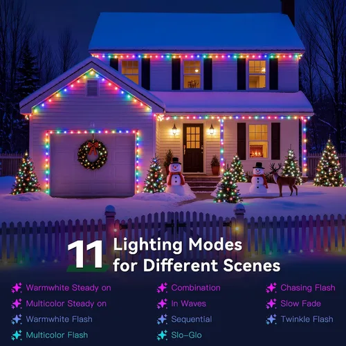Miniatura 4 de Luces de Navidad para exteriores, 600 LEDs 59.99 m de luces de Navidad para árbol, impermeables IP67, 11 modos, luces festivas cálidas y Cable
