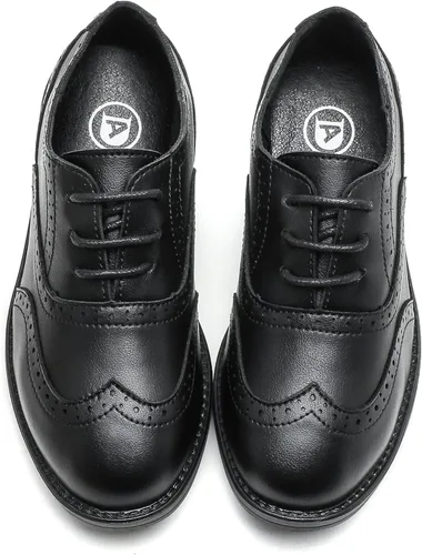 Miniatura 2 de DADAWEN Zapatos Oxford clásicos de cuero con cordones para niño, zapatos Oxford cómodos para uniforme escolar, boda, iglesia, zapatos de vestir