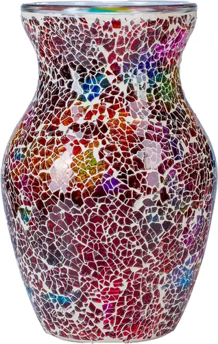 Miniatura 15 de Florero de mosaico dorado de 8" de altura, florero de vidrio, florero decorativo, decoración del hogar moderno jarrón de mosaico de tamaño mediano