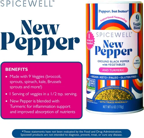 Miniatura 3 de Spicewell - Nuevo pimentero - Pimienta negra ayurvédica con cúrcuma, 21 vitaminas y minerales a base de plantas - Molido fino, sabor fresco
