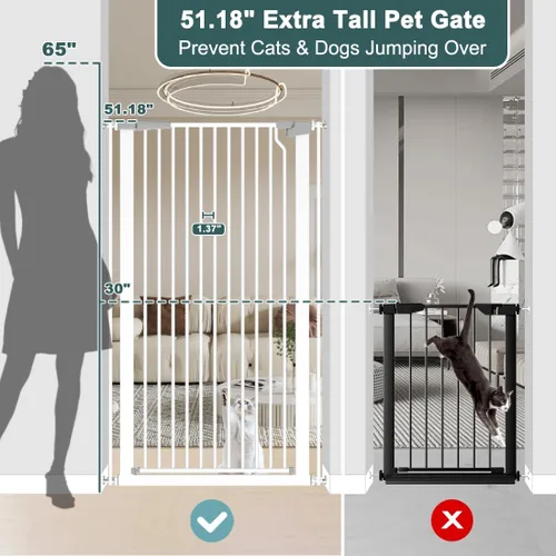 Miniatura 2 de Puerta para mascotas extra alta de 51.18 pulgadas de alto, puertas de seguridad de cierre automático para cocina, sala de estar, puertas, pasillo