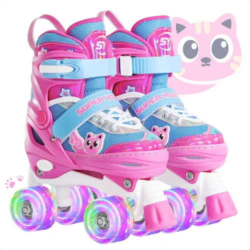 Miniatura 9 de SUPER YOUNGSTER Patines de ruedas ajustables con luces LED para niñas, diseño de unicornio para niñas de 4 a 6, 5 a 8, 8 a 12 años, patines para Rosa