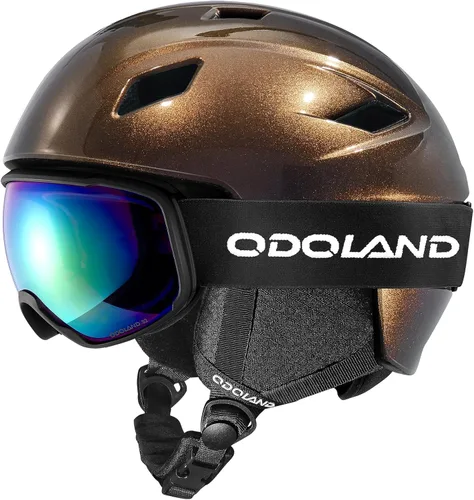 Miniatura 11 de Odoland - Juego de casco de esquí y gafas, gafas de casco de snowboard para hombres, mujeres y jóvenes - Equipo a prueba de golpes y viento