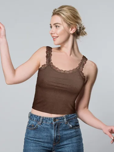 Miniatura 5 de Camiseta sin mangas de encaje para mujer, 3 piezas, camiseta sin mangas con encaje y ribete de encaje, Y2K