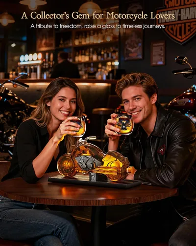 Miniatura 7 de Kollea Regalos de cumpleaños para hombres, papá, juego de decantador de whisky de motocicleta con 2 vasos, dispensador de licor para bar en casa