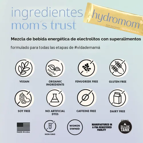 Miniatura 10 de Boobie Hydromom Mezcla de bebida de superalimento con electrolitos, Limonada de frambuesa azul Refrescante impulso de energía e hidratación