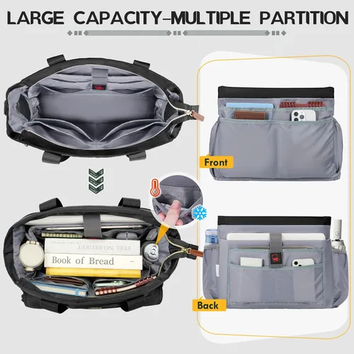 Miniatura 3 de RAINSMORE Bolsa de mano para profesores de 15.6 pulgadas para laptop para mujeres con bolsa pequeña, bolsas de trabajo, bolsa de enfermera, maletín