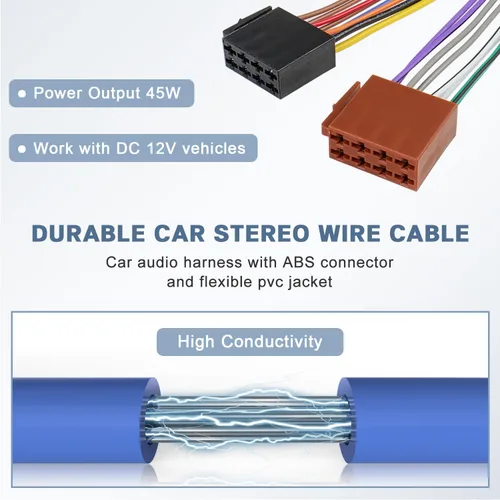 Miniatura 6 de Adaptador estéreo universal del arnés de cableado de la radio del coche del ISO, conector audio del altavoz del cable de alimentación del cable