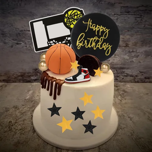 Miniatura 5 de Adornos para Tarta de Baloncesto 21 piezas, Adornos Temáticos de Baloncesto para Deportes, NBA, March Madness, Jordan, Suministros para Fiestas