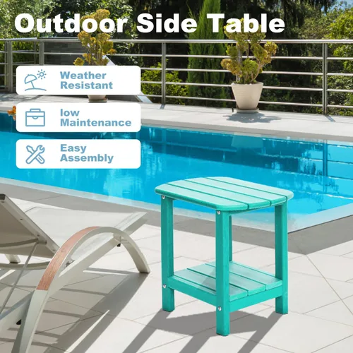 Miniatura 6 de Adirondack - Mesa auxiliar para exteriores, mesa de patio pequeña de polietileno de alta densidad de 16.5 pulgadas con estante de almacenamiento