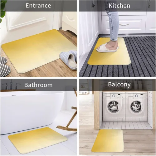 Miniatura 7 de OOZ Alfombrillas de baño antideslizantes y absorbentes, cómodas alfombras de baño de franela para cama, hermosas flores doradas y mariposas