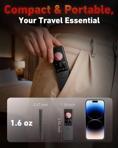 Miniatura 8 de Detectores de Cámaras Ocultas Anti-Espía - Rastreador GPS y Detector de Micrófonos 6 en 1, Escáner de Señal, Protector de Privacidad Recargable